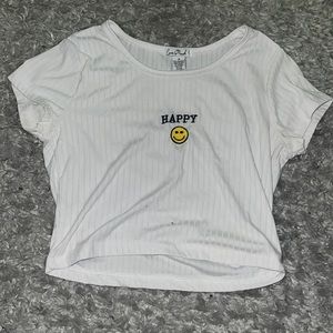 SMILEY CROPPED T SHIRT